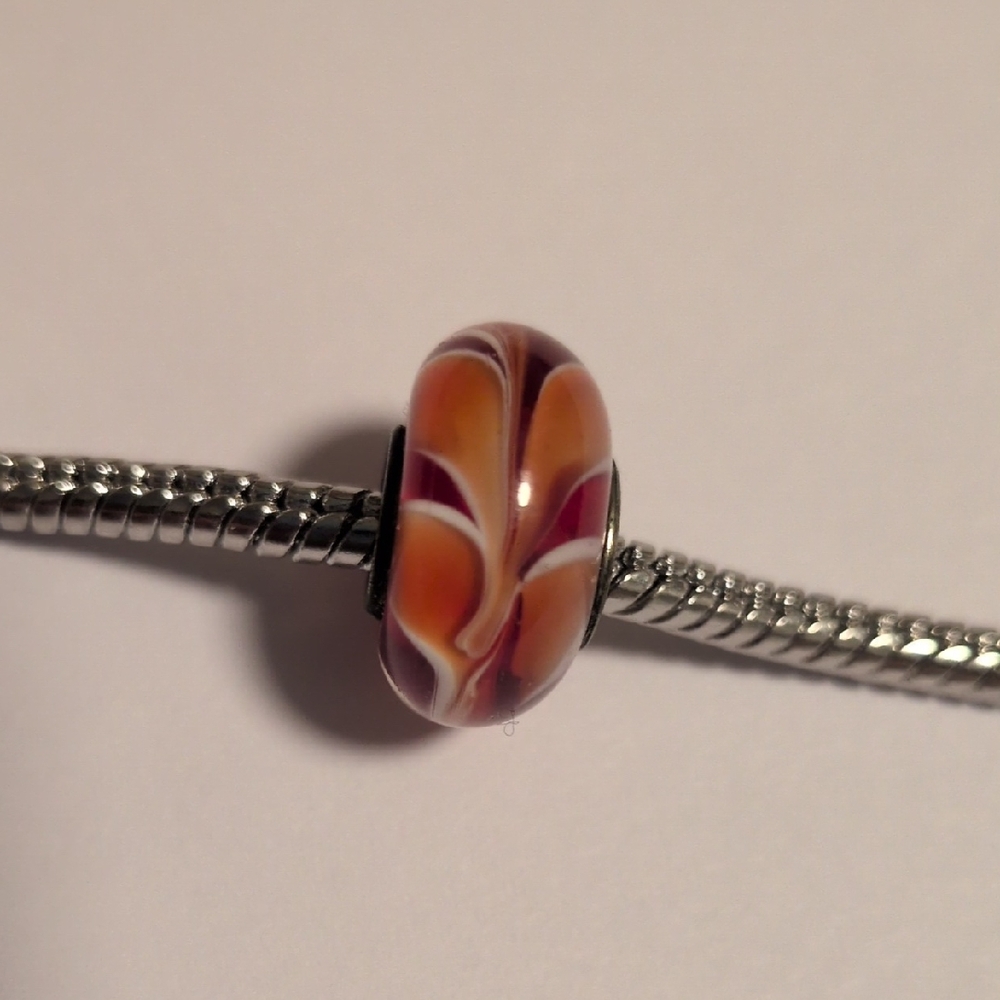 Red And Orange Glass Charm for Pandora Style Bracelet